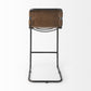 Light Brown Leather Iron Framed Bar Stool By Homeroots | Bar Stools | Modishstore - 4