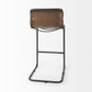 Light Brown Leather Iron Framed Bar Stool By Homeroots | Bar Stools | Modishstore - 5