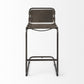 Dark Brown Leather Iron Framed Bar Stool By Homeroots | Bar Stools | Modishstore - 2