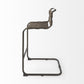 Dark Brown Leather Iron Framed Bar Stool By Homeroots | Bar Stools | Modishstore - 3