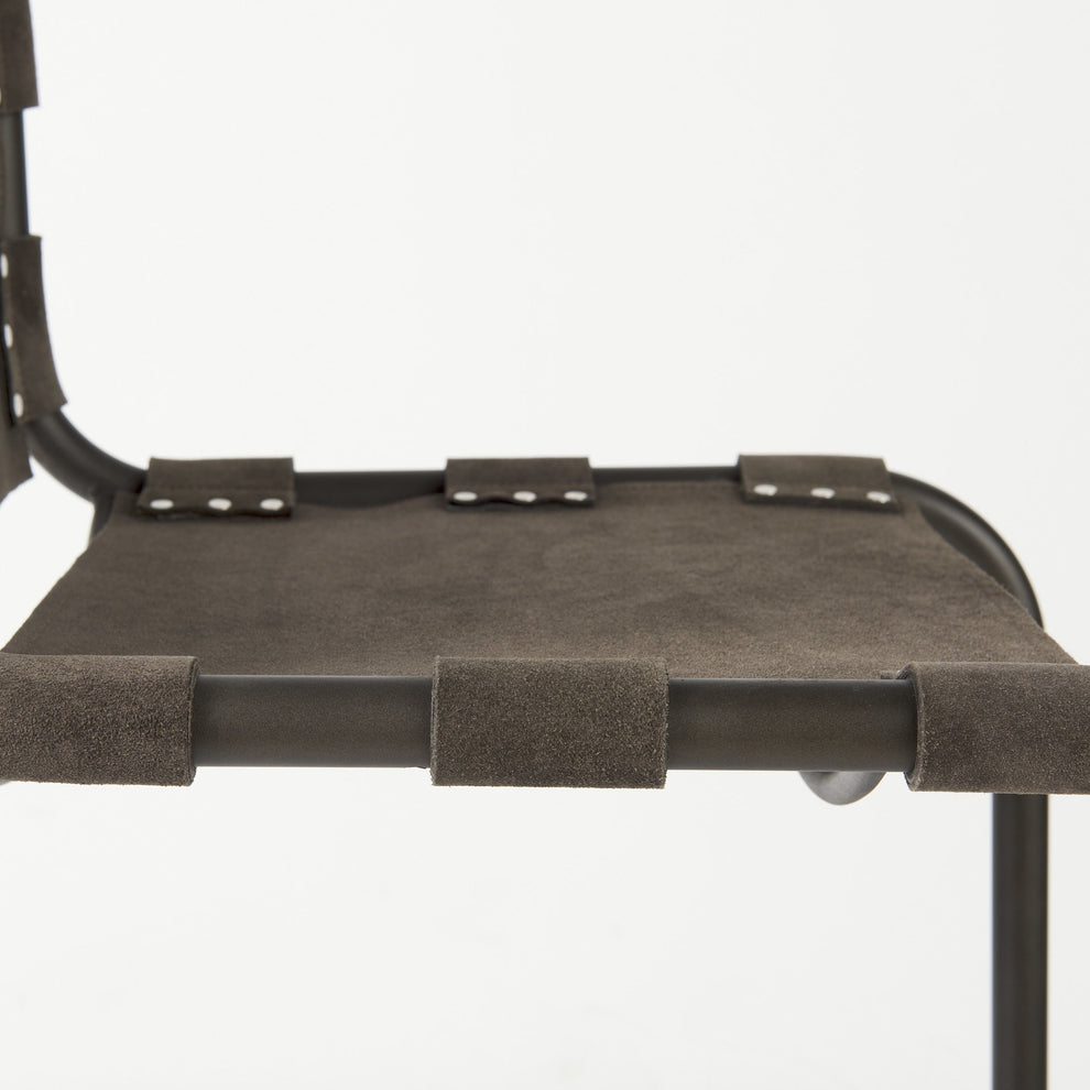 Dark Brown Leather Iron Framed Bar Stool By Homeroots | Bar Stools | Modishstore - 7