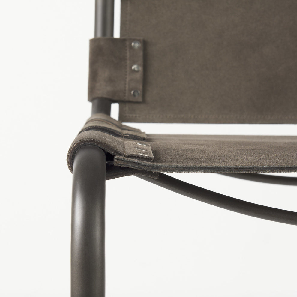 Dark Brown Leather Iron Framed Bar Stool By Homeroots | Bar Stools | Modishstore - 8