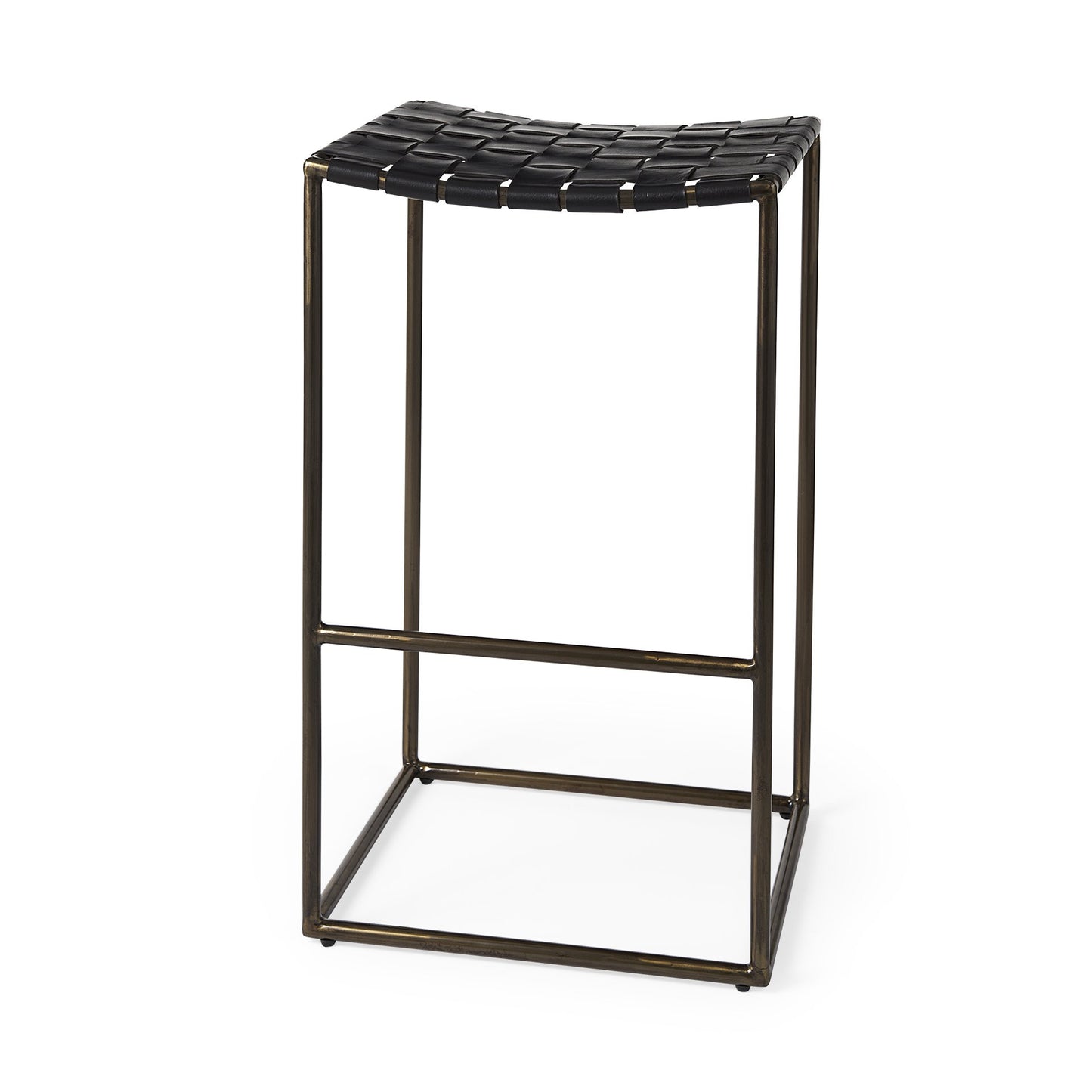 Black Woven Leather Bar Stool By Homeroots | Bar Stools | Modishstore