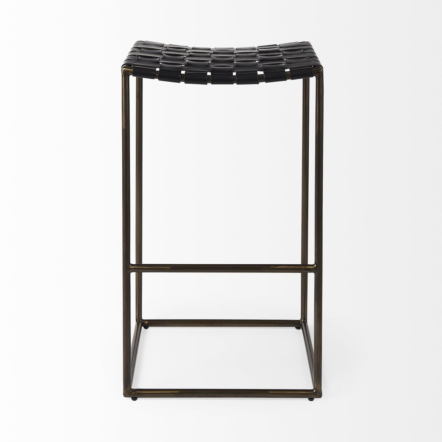 Black Woven Leather Bar Stool By Homeroots | Bar Stools | Modishstore - 2
