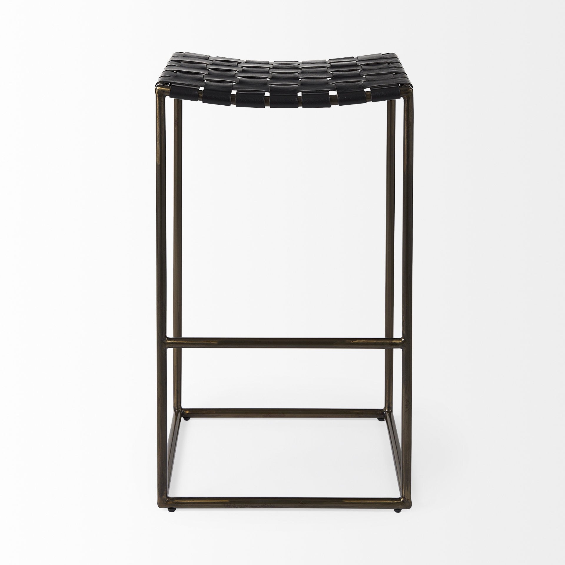 Black Woven Leather Bar Stool By Homeroots | Bar Stools | Modishstore - 2