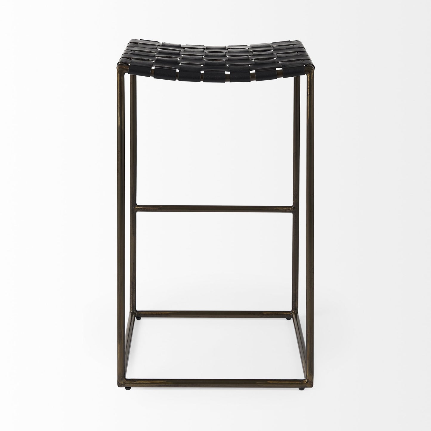 Black Woven Leather Bar Stool By Homeroots | Bar Stools | Modishstore - 4