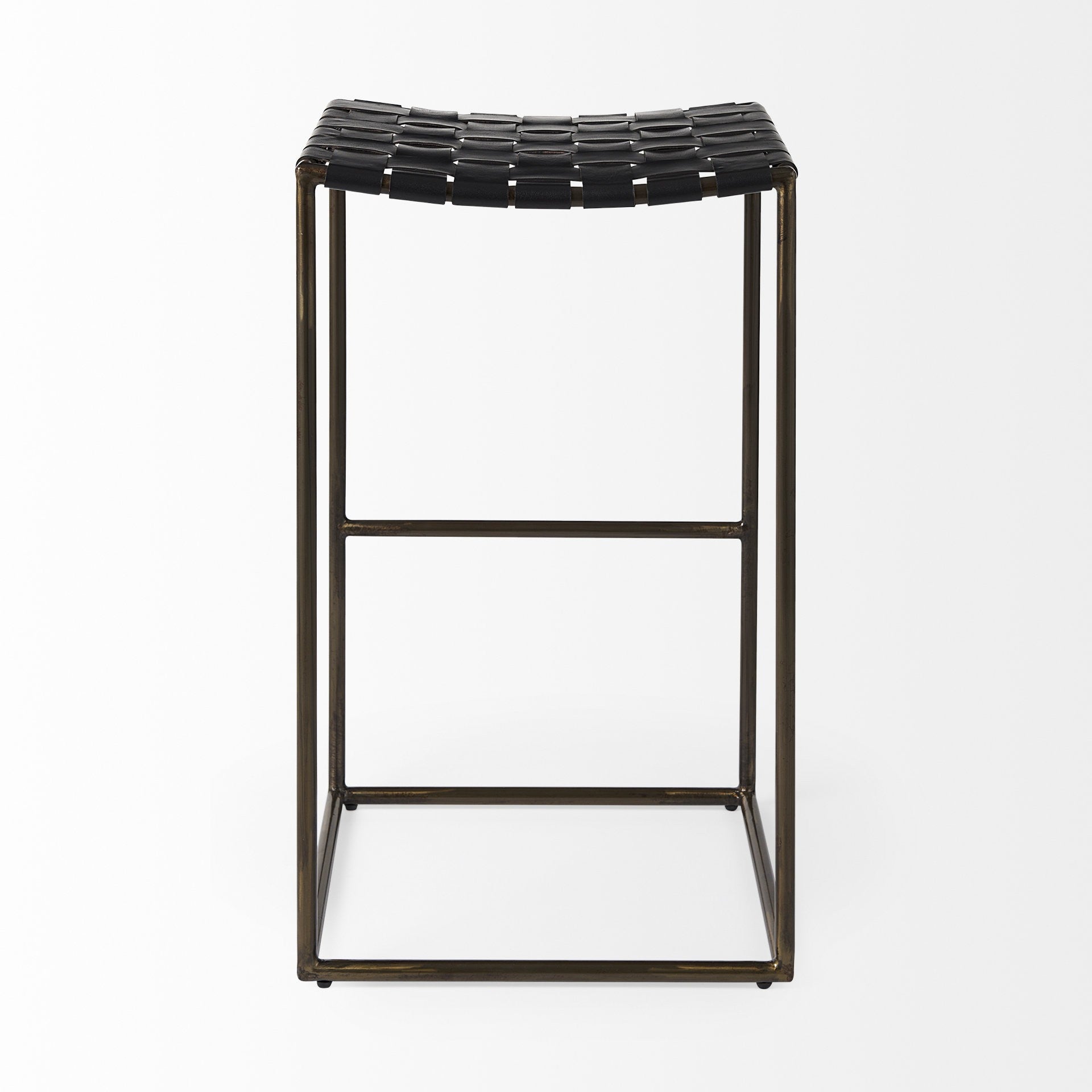 Black Woven Leather Bar Stool By Homeroots | Bar Stools | Modishstore - 4