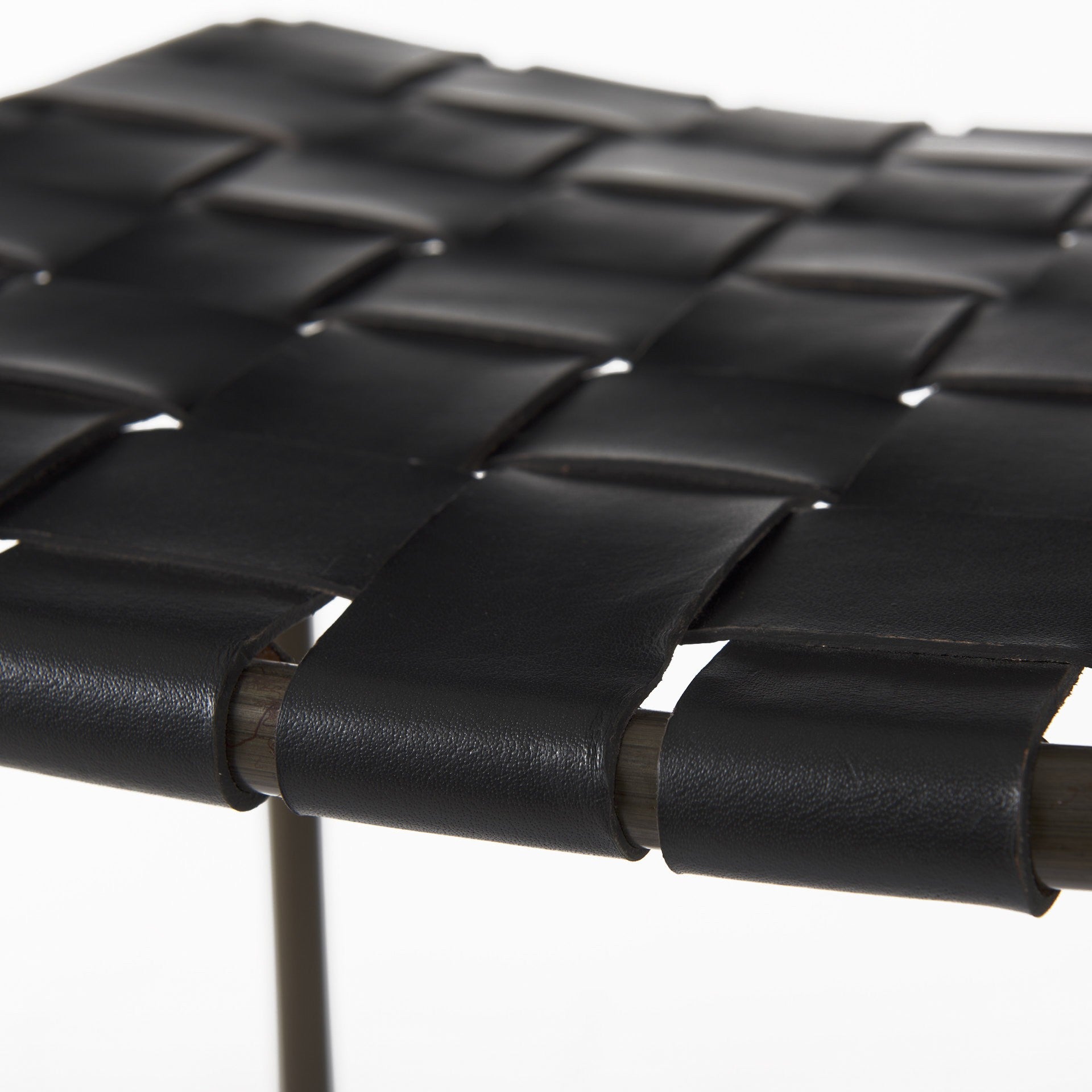 Black Woven Leather Bar Stool By Homeroots | Bar Stools | Modishstore - 5