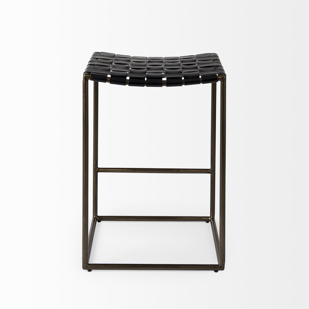 Black Woven Leather Counter Stool By Homeroots | Counter Stools | Modishstore - 4