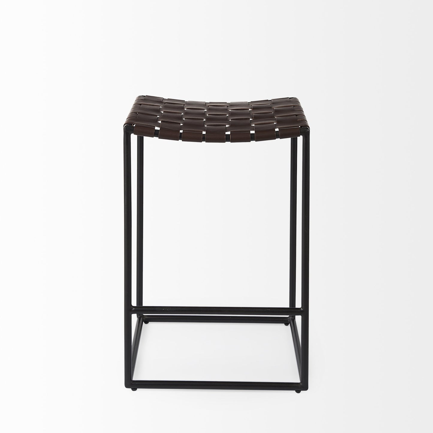 Dark Brown Woven Leather Counter Stool By Homeroots | Counter Stools | Modishstore - 2