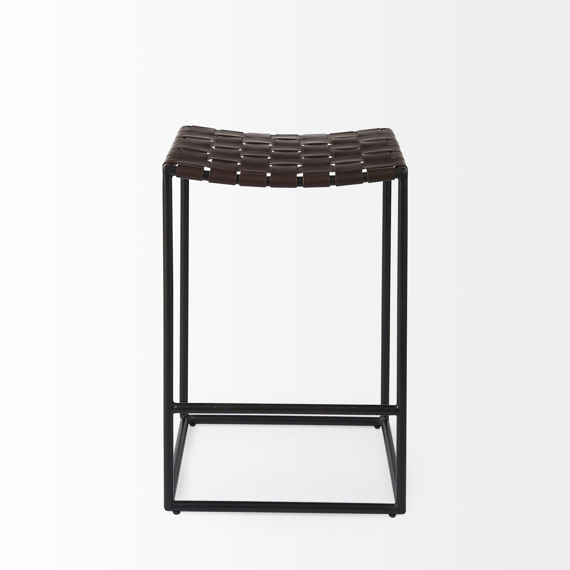 Dark Brown Woven Leather Counter Stool By Homeroots | Counter Stools | Modishstore - 2