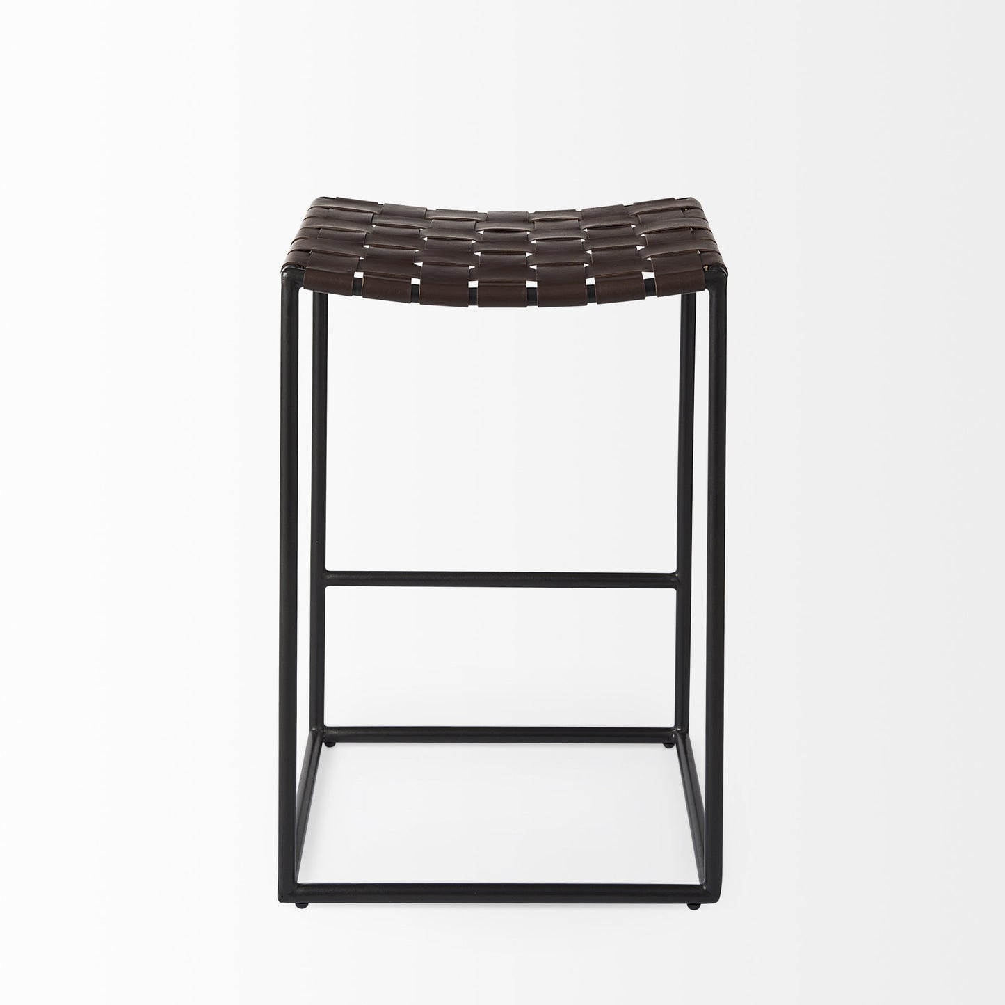 Dark Brown Woven Leather Counter Stool By Homeroots | Counter Stools | Modishstore - 4