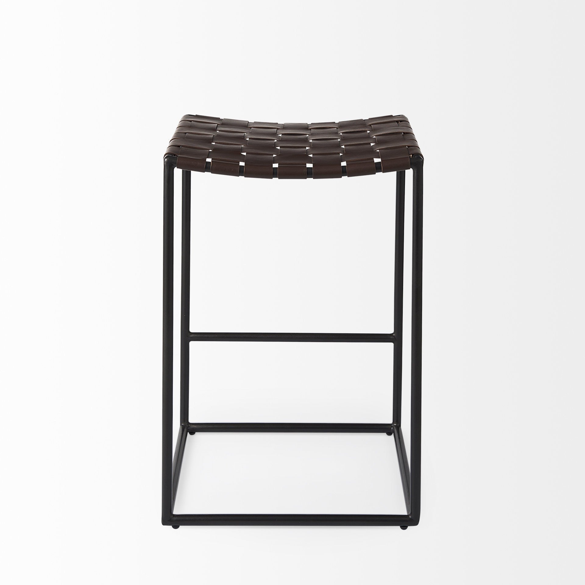Dark Brown Woven Leather Counter Stool By Homeroots | Counter Stools | Modishstore - 4