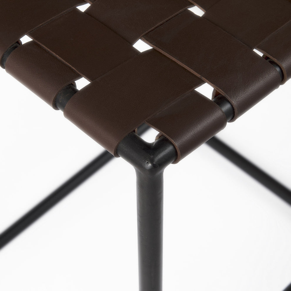 Dark Brown Woven Leather Counter Stool By Homeroots | Counter Stools | Modishstore - 6