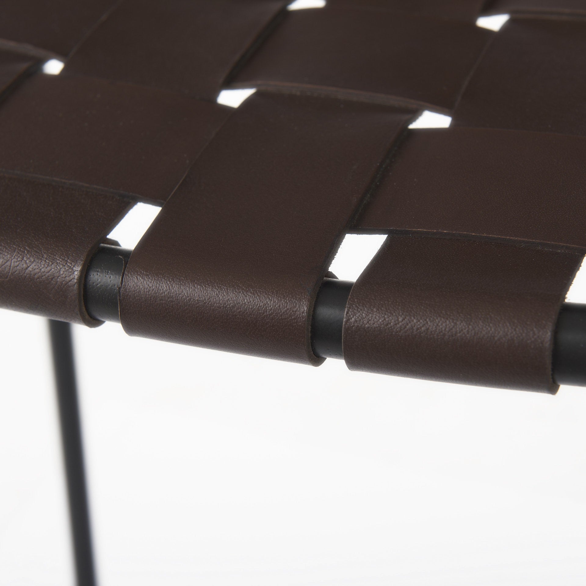 Dark Brown Woven Leather Bar Stool By Homeroots | Bar Stools | Modishstore - 7