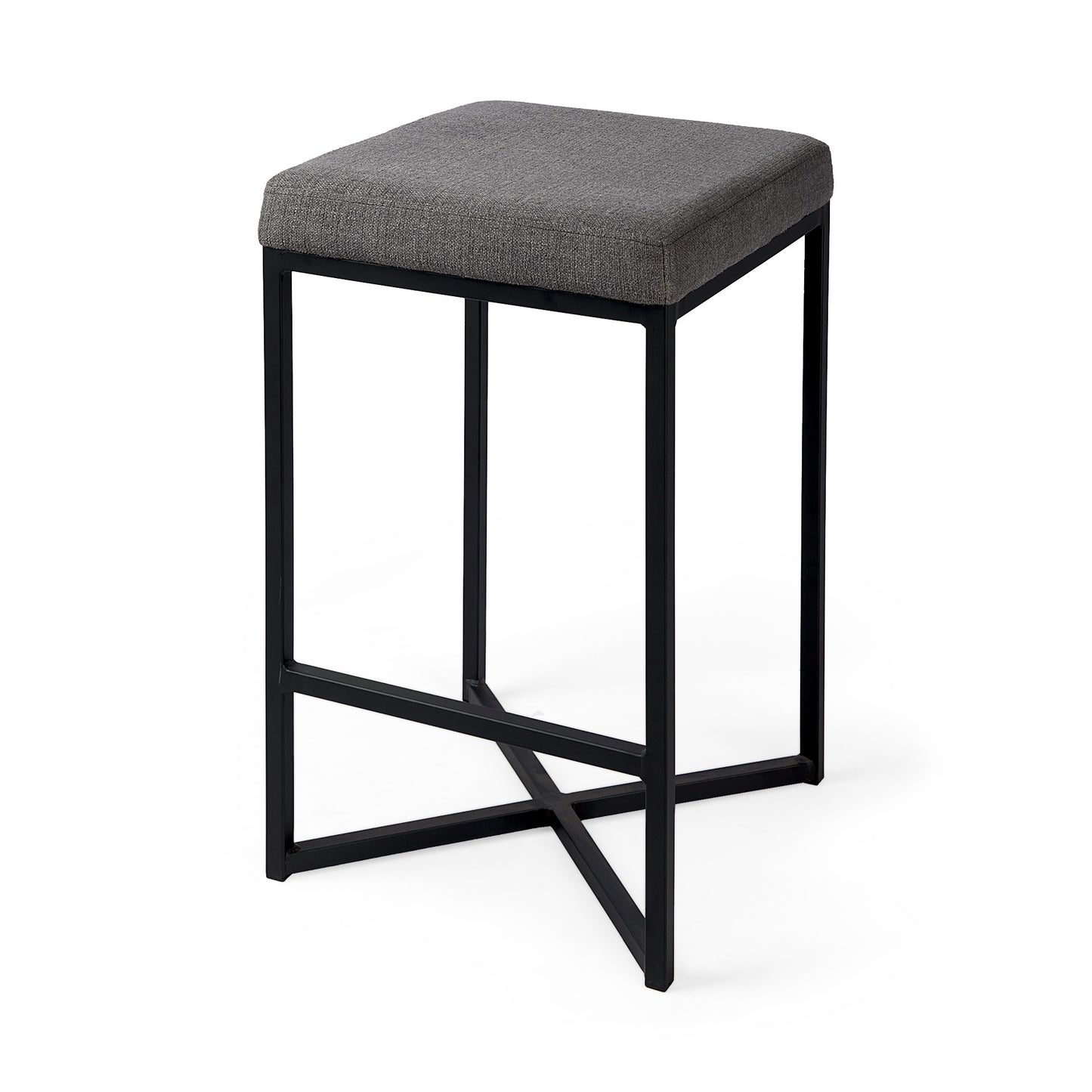Geo Cube Black Metal And Gray Counter Stool By Homeroots | Counter Stools | Modishstore