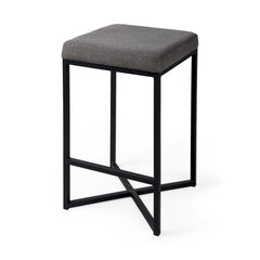Geo Cube Black Metal And Gray Counter Stool By Homeroots