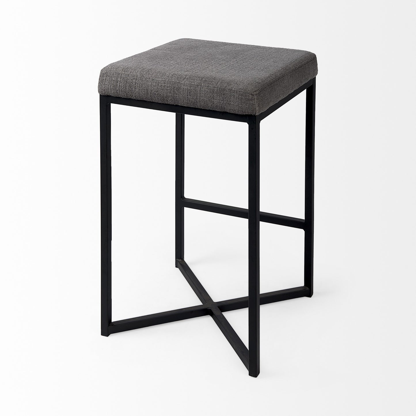 Geo Cube Black Metal And Gray Counter Stool By Homeroots | Counter Stools | Modishstore - 5