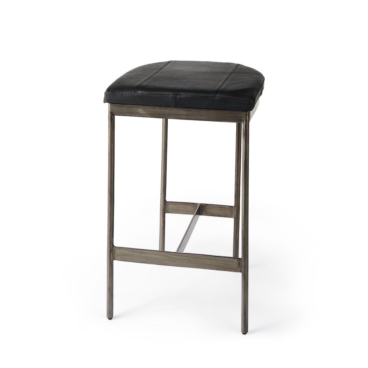 Black Leather Counter Stool With Gold Metal Frame By Homeroots | Counter Stools | Modishstore