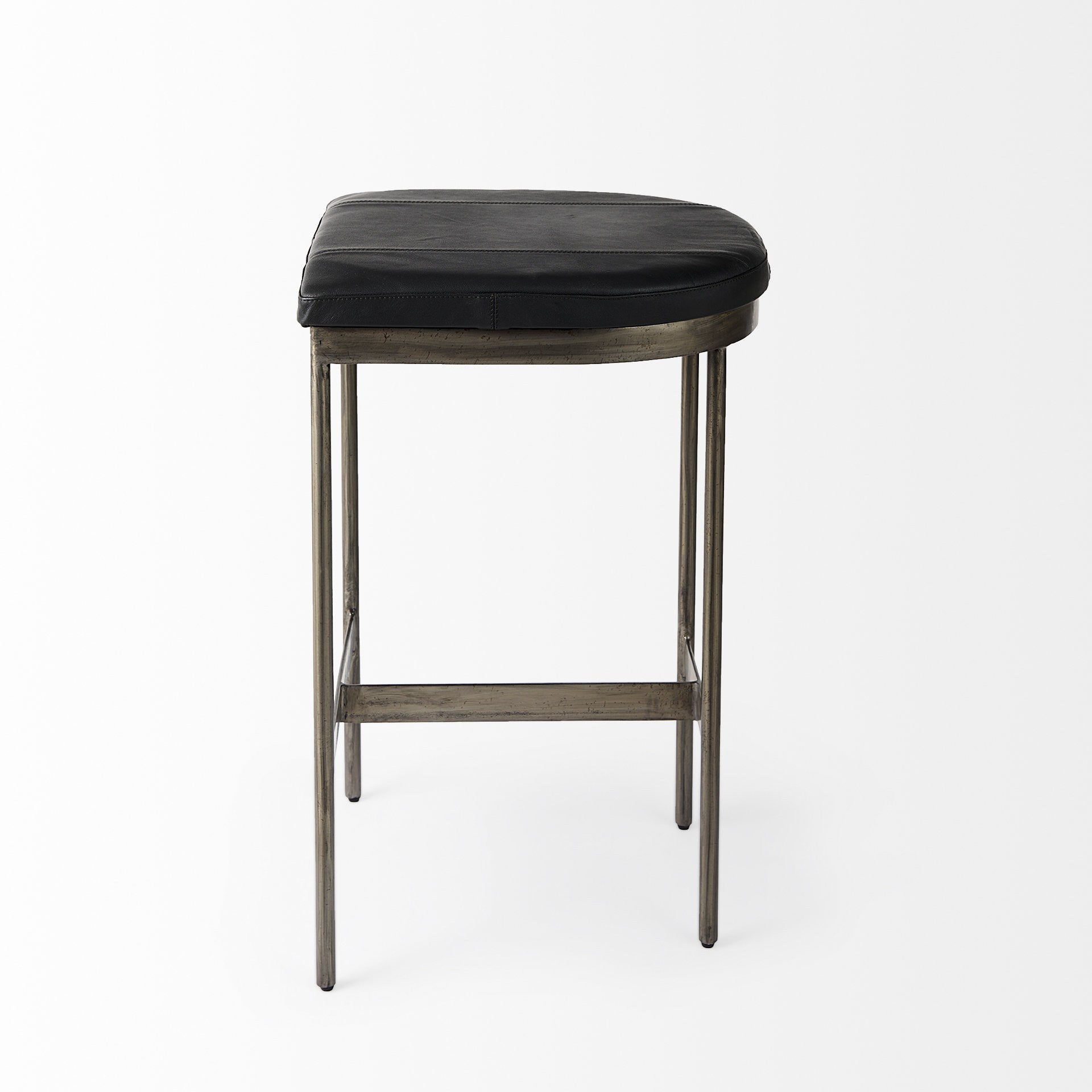 Black Leather Counter Stool With Gold Metal Frame By Homeroots | Counter Stools | Modishstore - 3