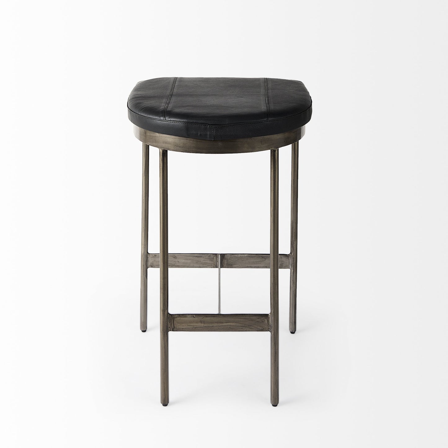 Black Leather Counter Stool With Gold Metal Frame By Homeroots | Counter Stools | Modishstore - 4