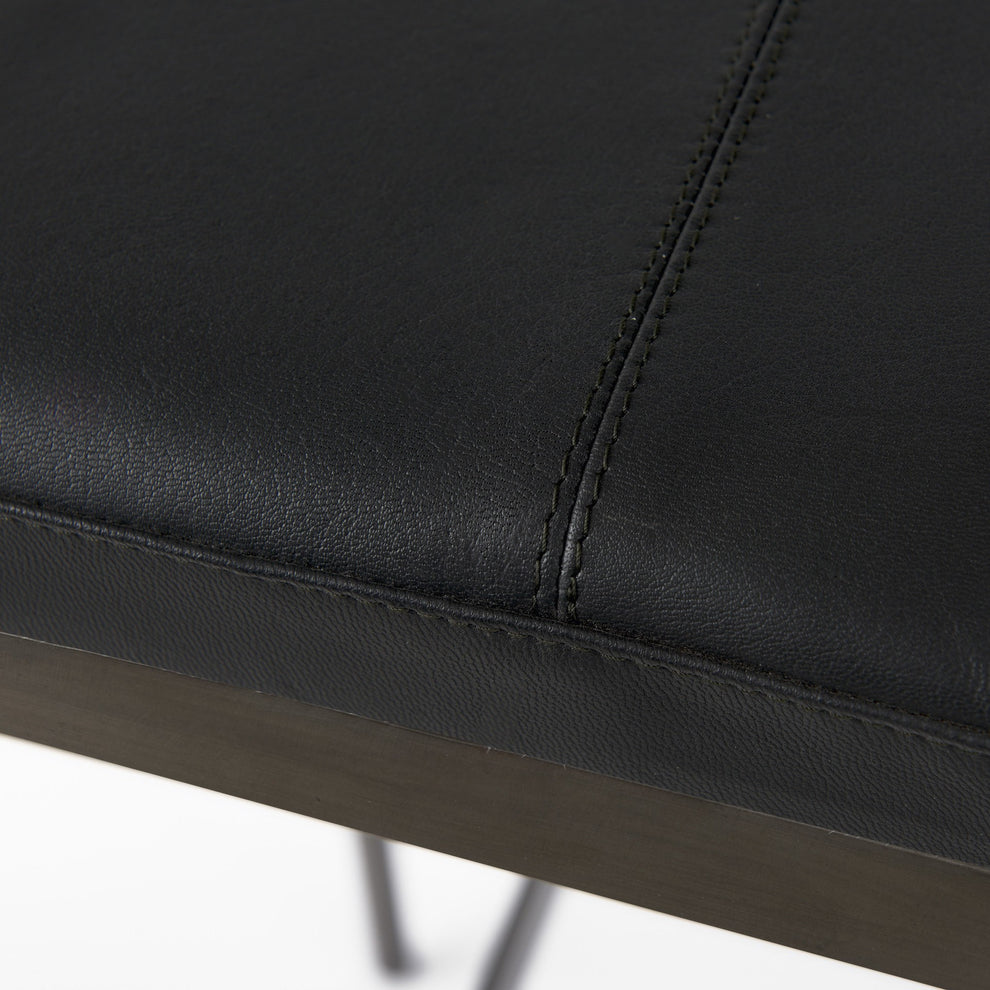 Black Leather Counter Stool With Gold Metal Frame By Homeroots | Counter Stools | Modishstore - 8