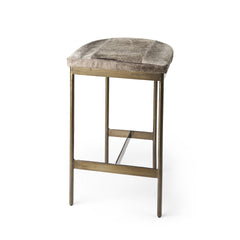 Cowhide Counter Stool With Gold Metal Frame By Homeroots