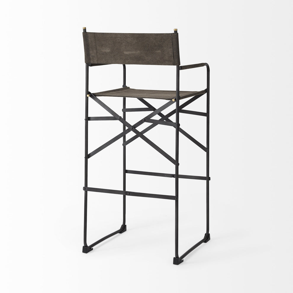 Black Leather Director'S Chair Bar Stool By Homeroots | Bar Stools | Modishstore - 13