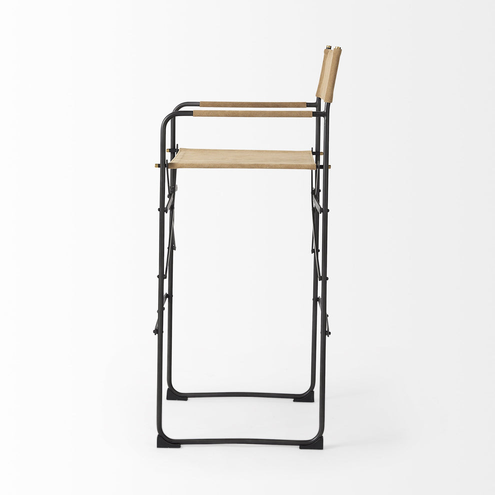 Black Leather Director'S Chair Bar Stool By Homeroots | Bar Stools | Modishstore - 21