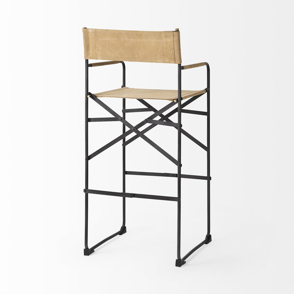Black Leather Director'S Chair Bar Stool By Homeroots | Bar Stools | Modishstore - 23