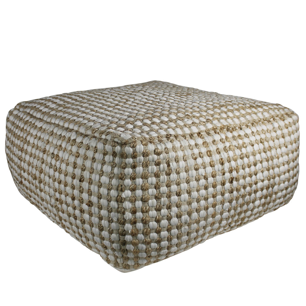 Natural Hemp Dotted Rectangle Pouf By Homeroots | Poufs | Modishstore - 3