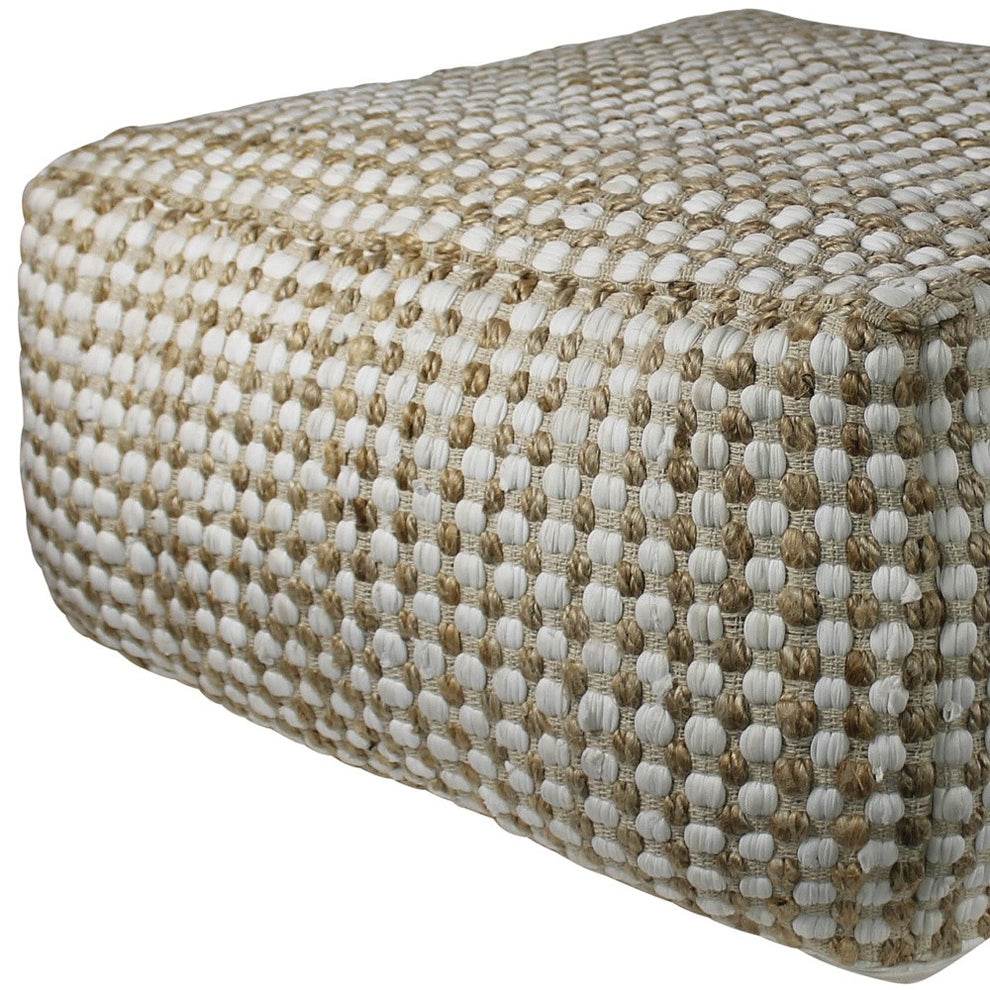 Natural Hemp Dotted Rectangle Pouf By Homeroots | Poufs | Modishstore - 4