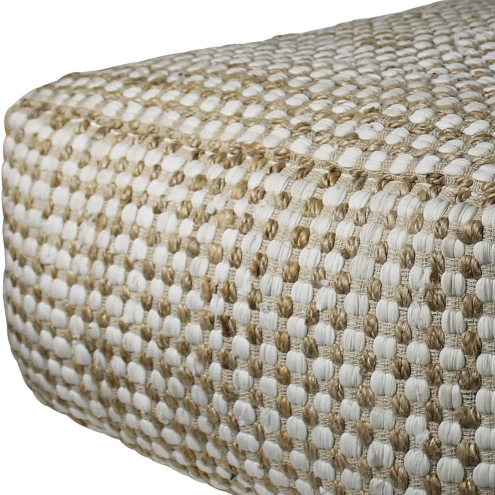 Natural Hemp Dotted Rectangle Pouf By Homeroots | Poufs | Modishstore - 5