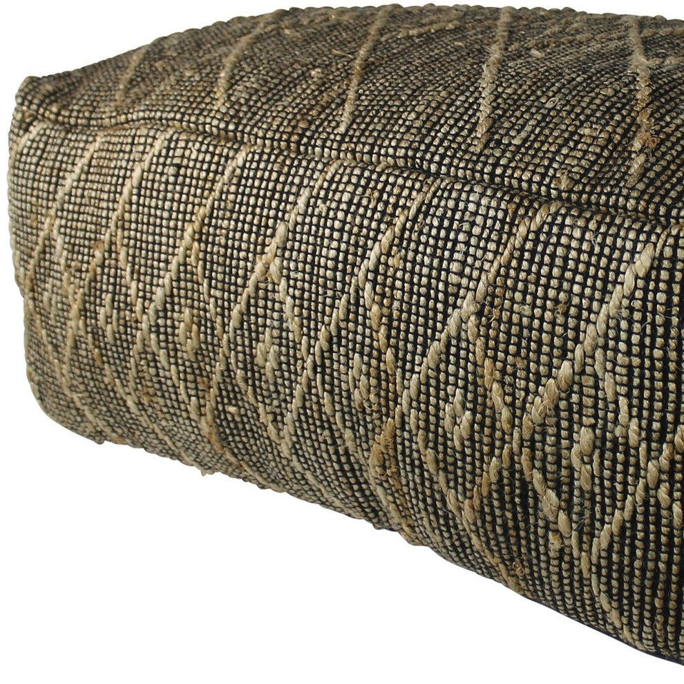 Black Hemp Textured Rectangle Pouf By Homeroots | Poufs | Modishstore - 4