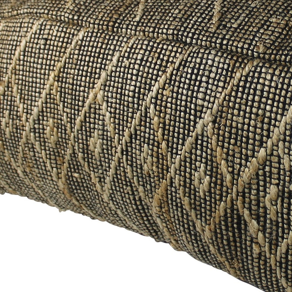Black Hemp Textured Rectangle Pouf By Homeroots | Poufs | Modishstore - 5