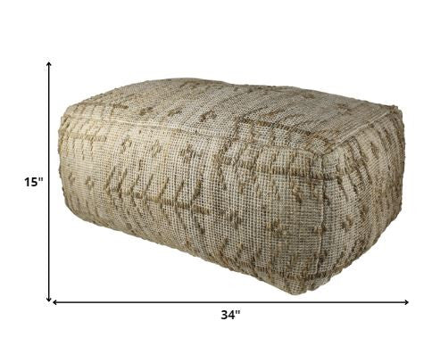 Natural Hemp Textured Rectangle Pouf By Homeroots | Poufs | Modishstore - 2