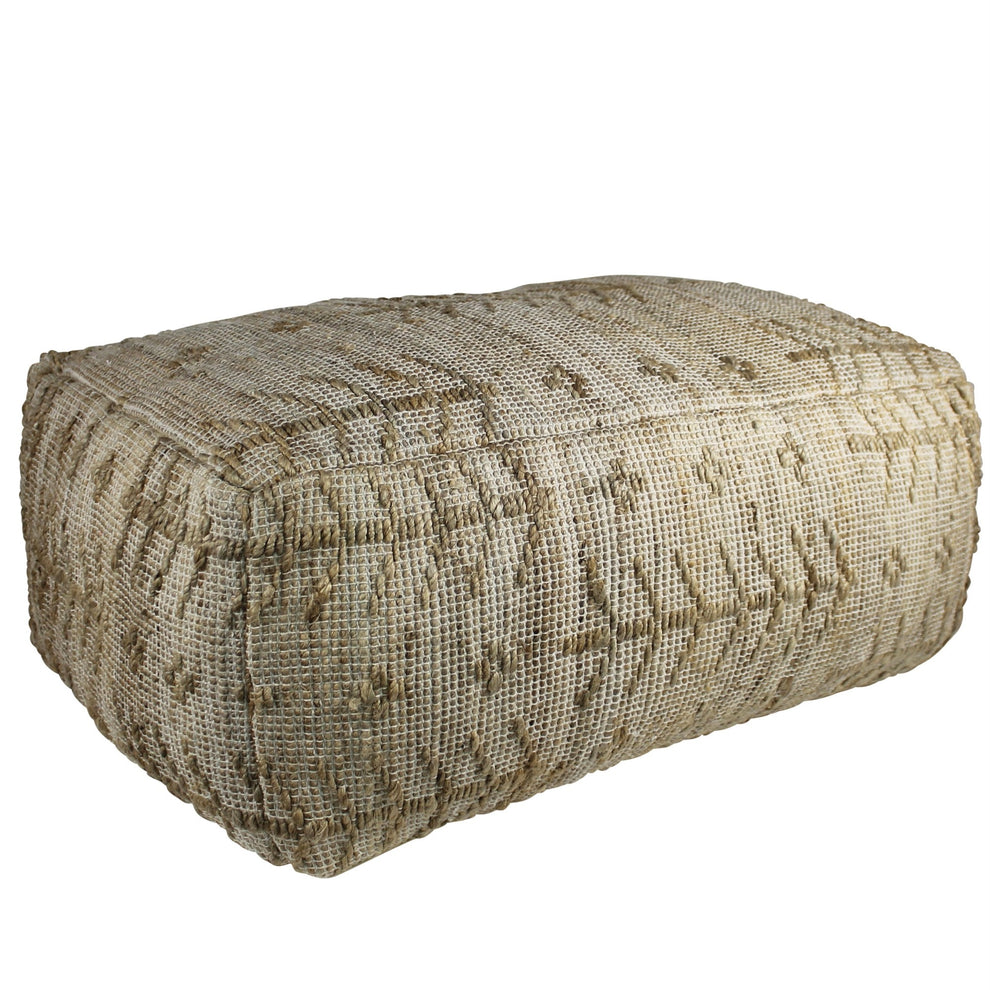 Natural Hemp Textured Rectangle Pouf By Homeroots | Poufs | Modishstore - 3