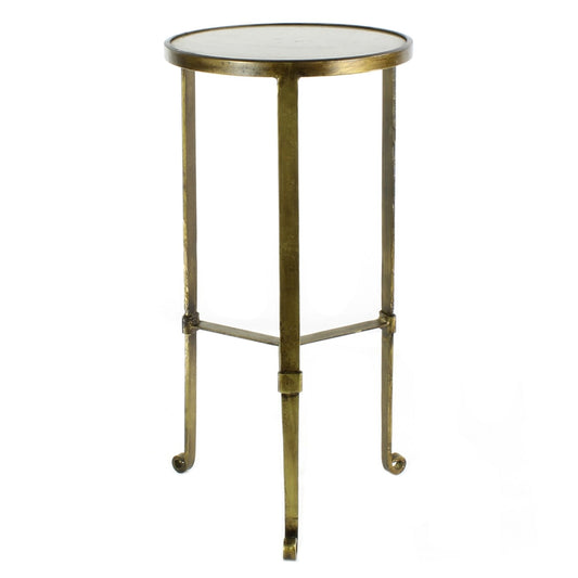 Gold and White Marble Side Table By Homeroots