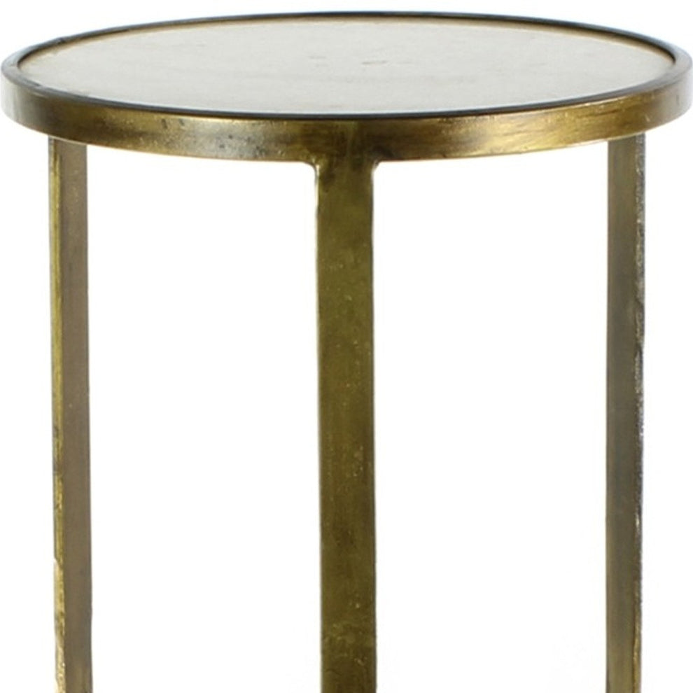 Gold and White Marble Side Table By Homeroots | Side Tables | Modishstore - 3