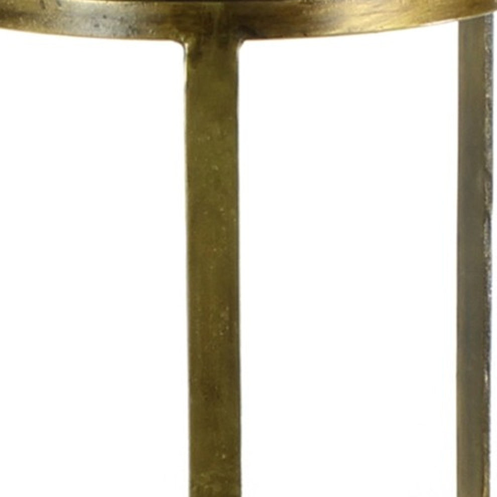 Gold and White Marble Side Table By Homeroots | Side Tables | Modishstore - 4