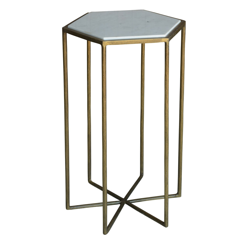 Geometric Gold and White Marble Side Table By Homeroots | Side Tables | Modishstore - 2