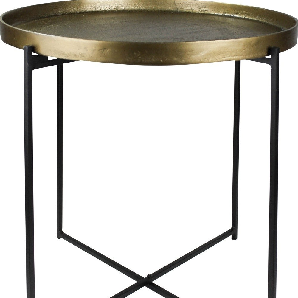 Gold Metal Tray Top Table By Homeroots | Stands | Modishstore - 3