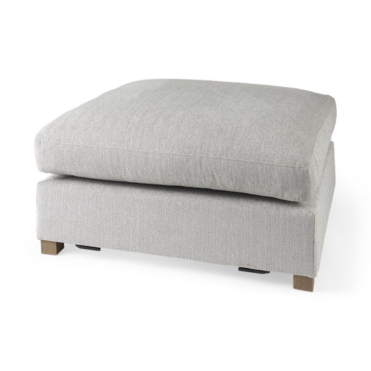 Light Gray Fabric Covered Full Size Ottoman By Homeroots