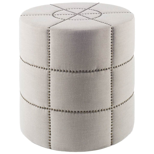 Cream Ottoman with Metal Detailing By Homeroots