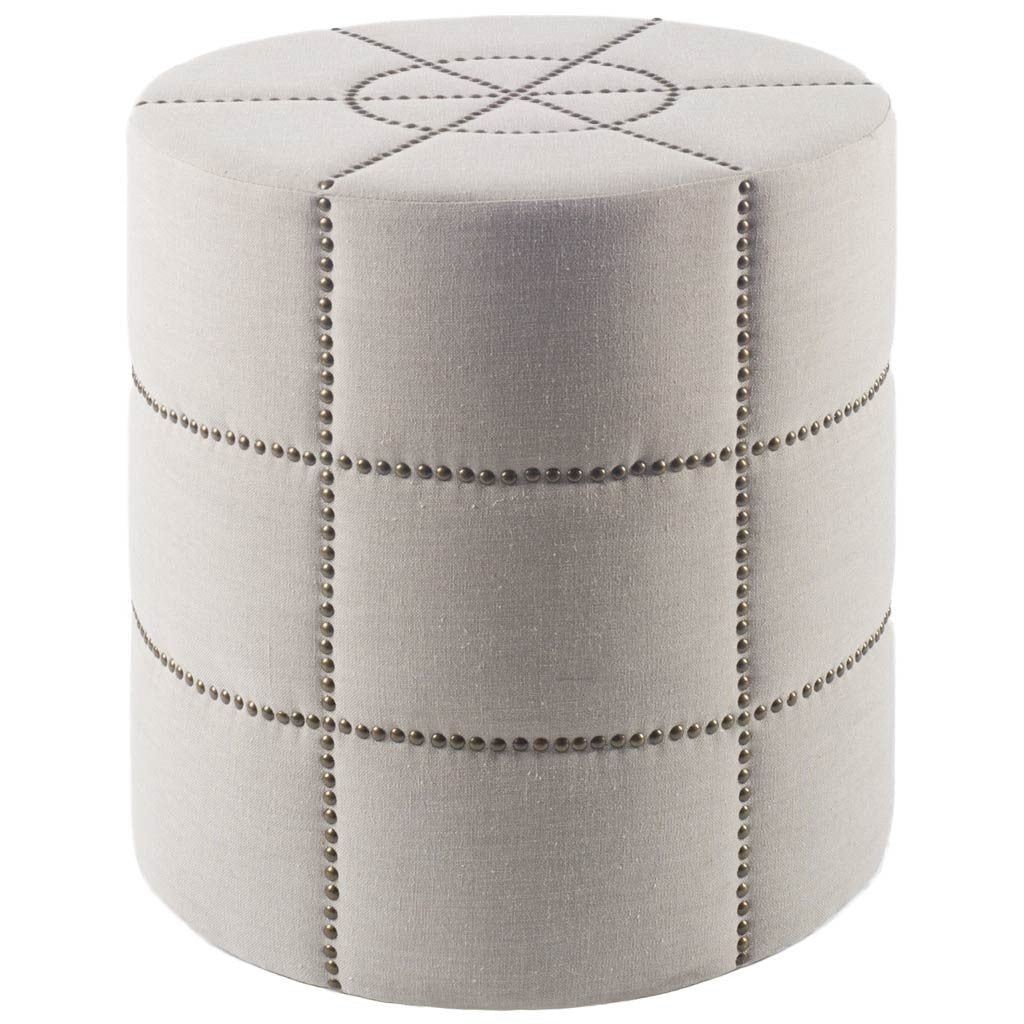 Cream Ottoman with Metal Detailing By Homeroots | Ottomans | Modishstore