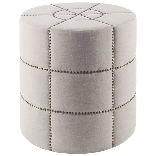 Cream Ottoman with Metal Detailing By Homeroots | Ottomans | Modishstore