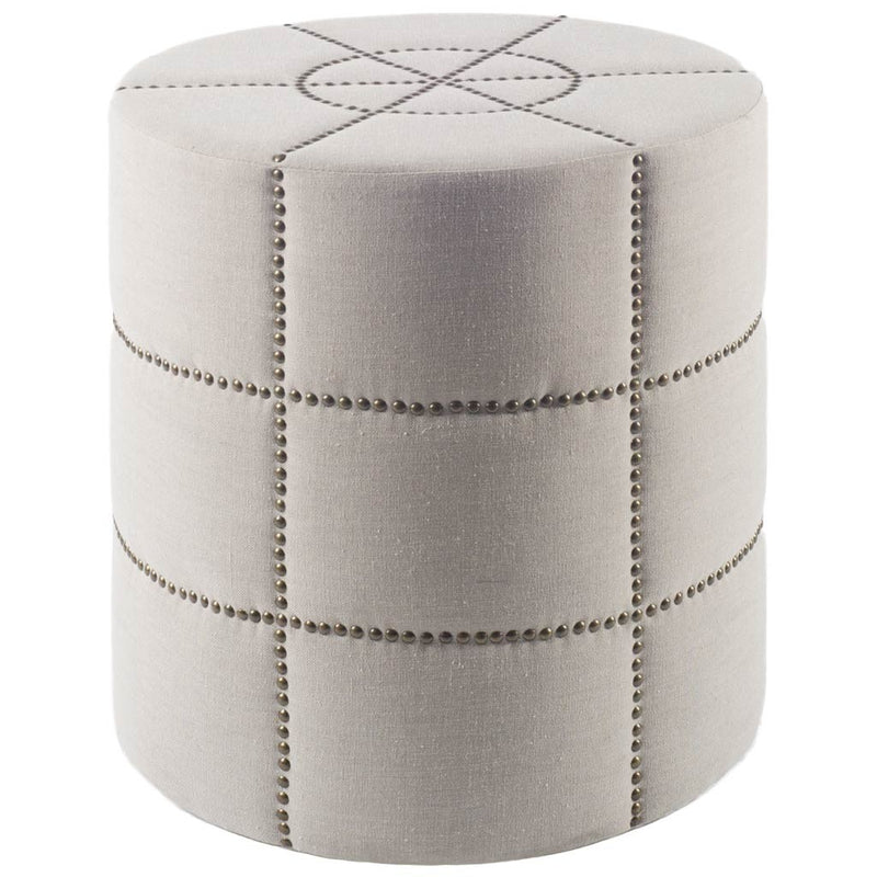 Cream Ottoman with Metal Detailing By Homeroots | Ottomans | Modishstore
