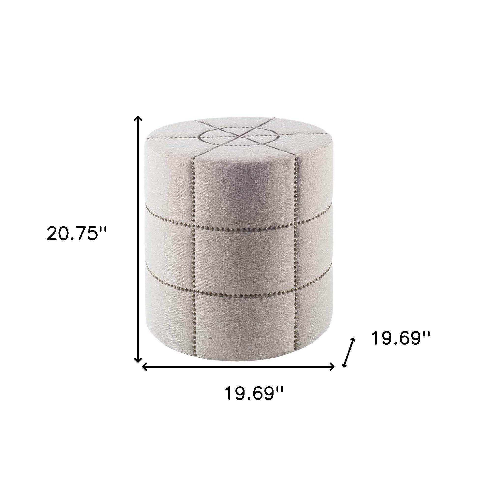 Cream Ottoman with Metal Detailing By Homeroots | Ottomans | Modishstore - 4