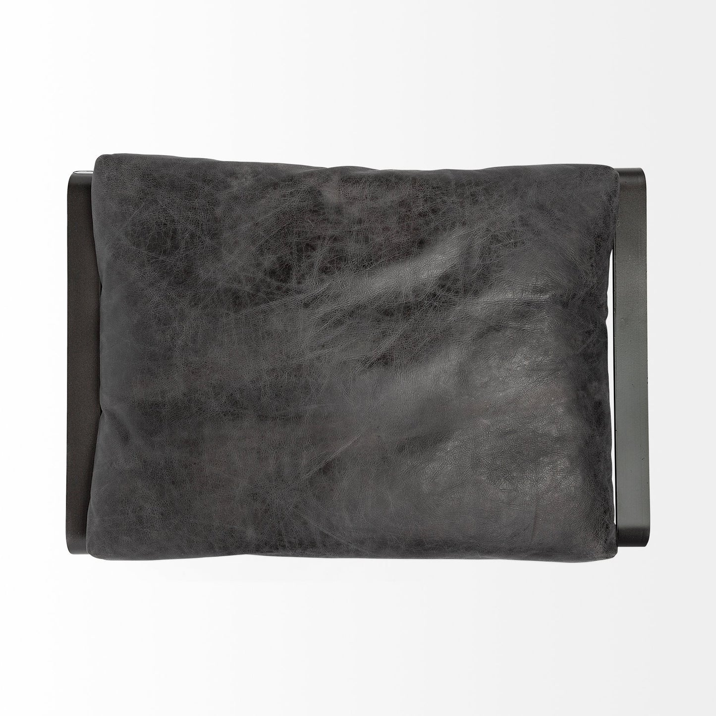 Mod Black Leather Metal Base Ottoman By Homeroots | Ottomans | Modishstore - 5