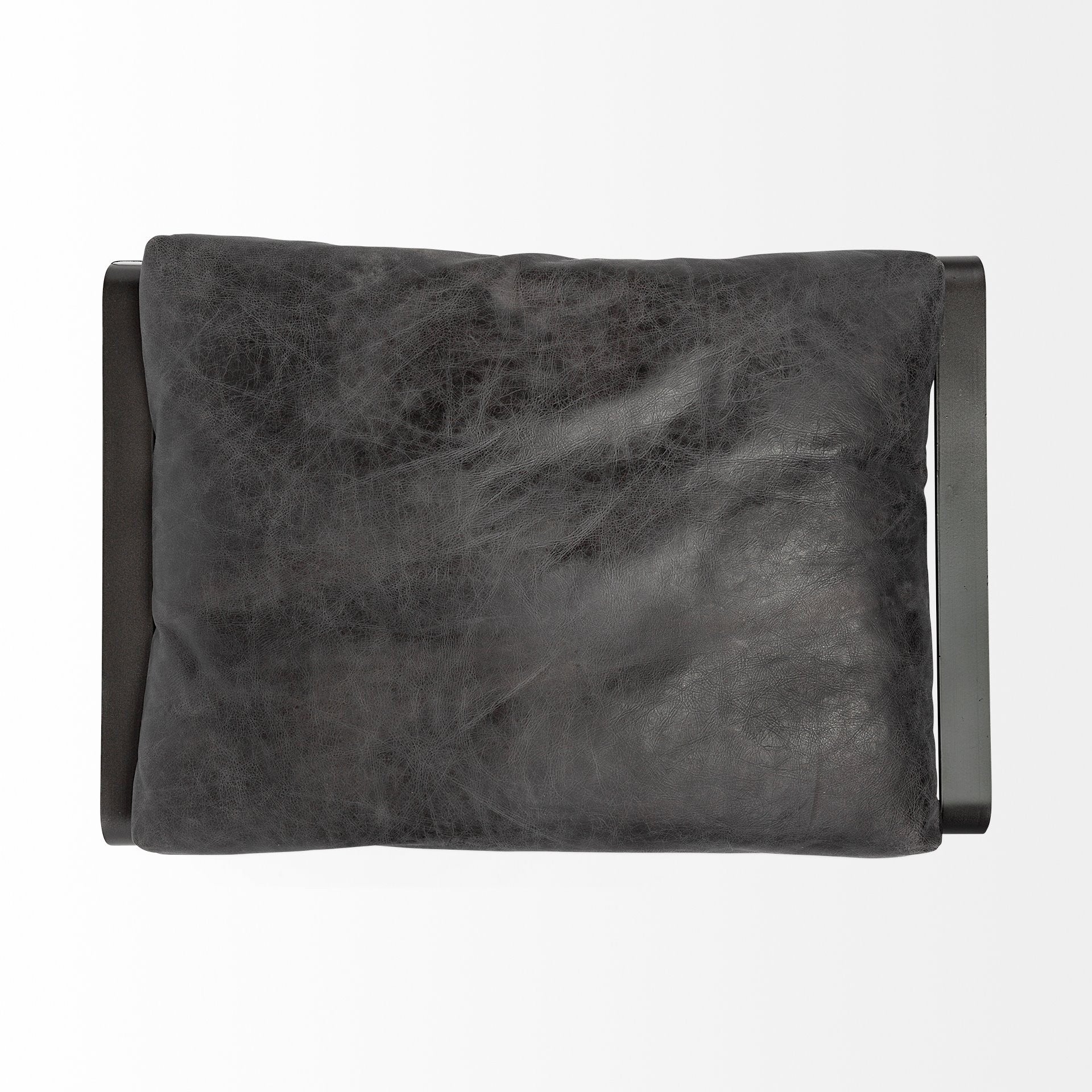 Mod Black Leather Metal Base Ottoman By Homeroots | Ottomans | Modishstore - 5